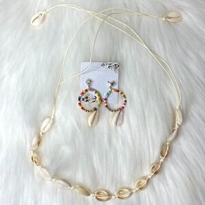 Puka Shell Choker Necklace and Earrings